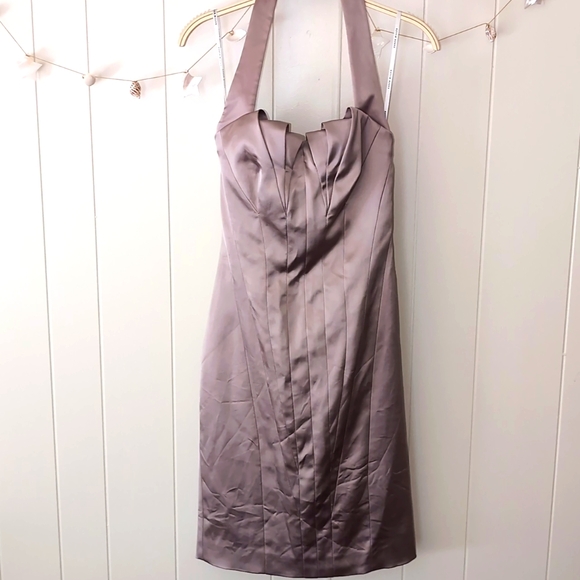 Karen Millen Satin Halter Dress Lilac Grey Formal Size 8 US - Picture 2 of 8